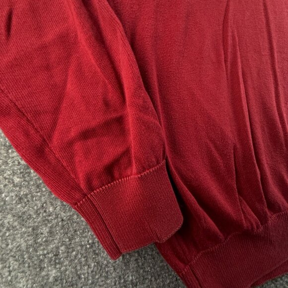 Lacoste Sweater Men Red V Neck Croc Logo Large Pullover Cotton Preppy Tennis - Picture 8 of 12